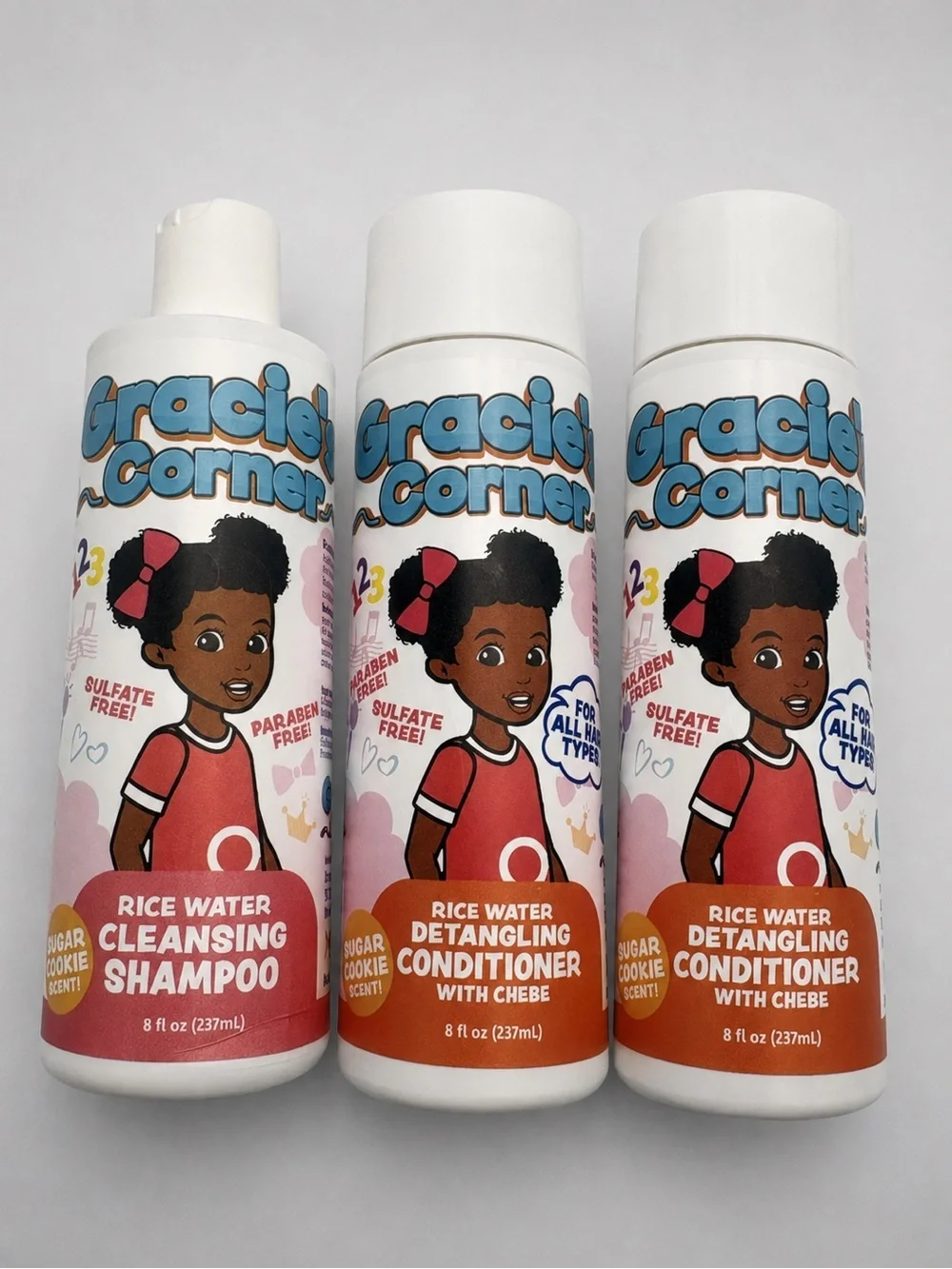 Gracie’s Corner Rice Water Shampoo & Conditioner Set 8 oz Sugar Cookie Scent